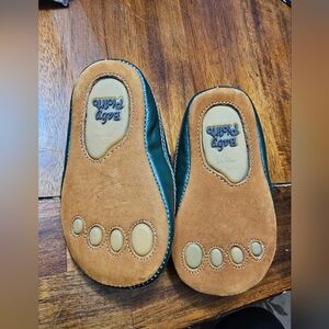 Tan and Green Kids Shoes